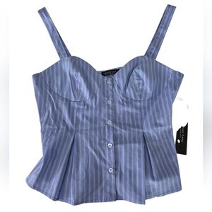 Emerson Lang Women's Tank Top Striped Blue White Juniors Size Medium